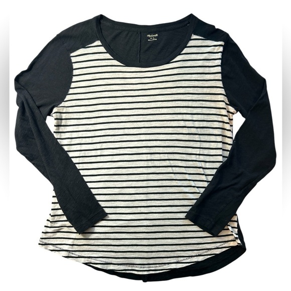 Madewell Tops - Madewell Soft Cotton Striped Black White Long Sleeve Tee Shirt Womens Large